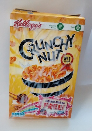 Cereal box with glue on top